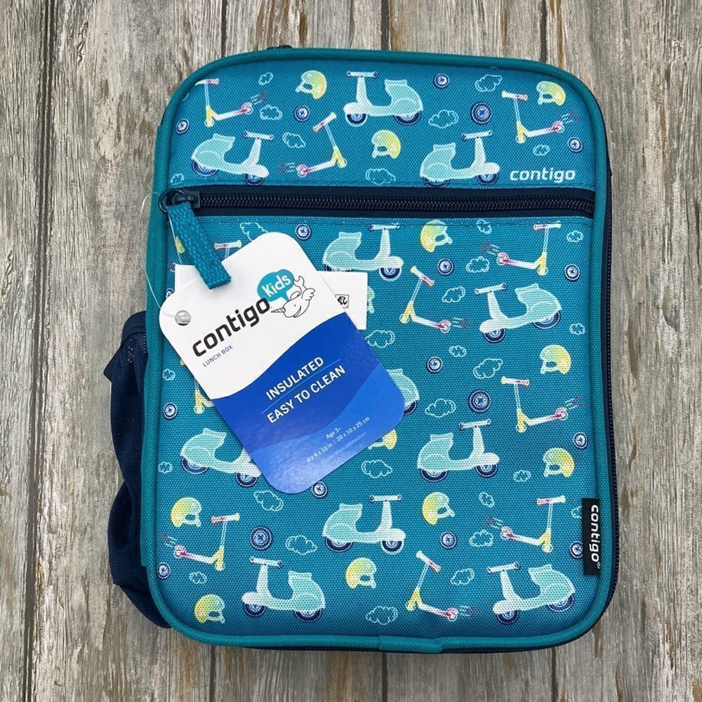 Kids Insulated Reusable Lunch Box with Antimicrobial Liner & Water Bottle Holder